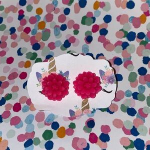 Hypoallergenic Pink Circular Stud Earrings with Textured Design